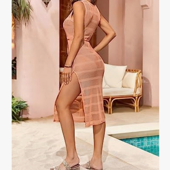 Karlywindow Crochet Swimsuit Cover-up in Sea Blue Size Medium NWOT - Picture 10 of 11